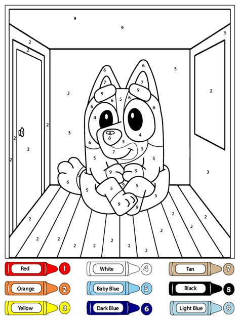 bluey coloring page|bluey color by number printables.